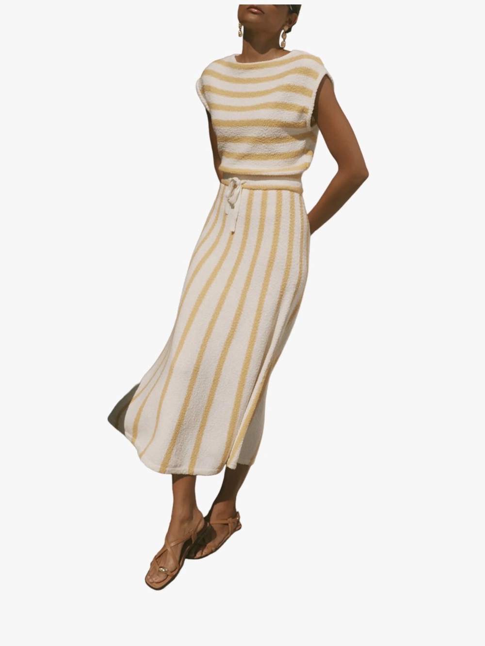 Mint Velvet Cotton Blend Striped Midi Dress